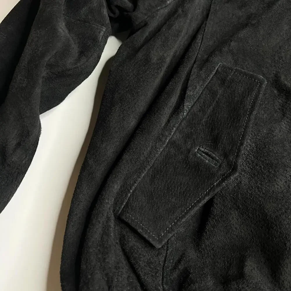 Orvis Genuine Leather‎ Suede Bomber Jacket Men’s XL – Plaid Lining, Zip Front